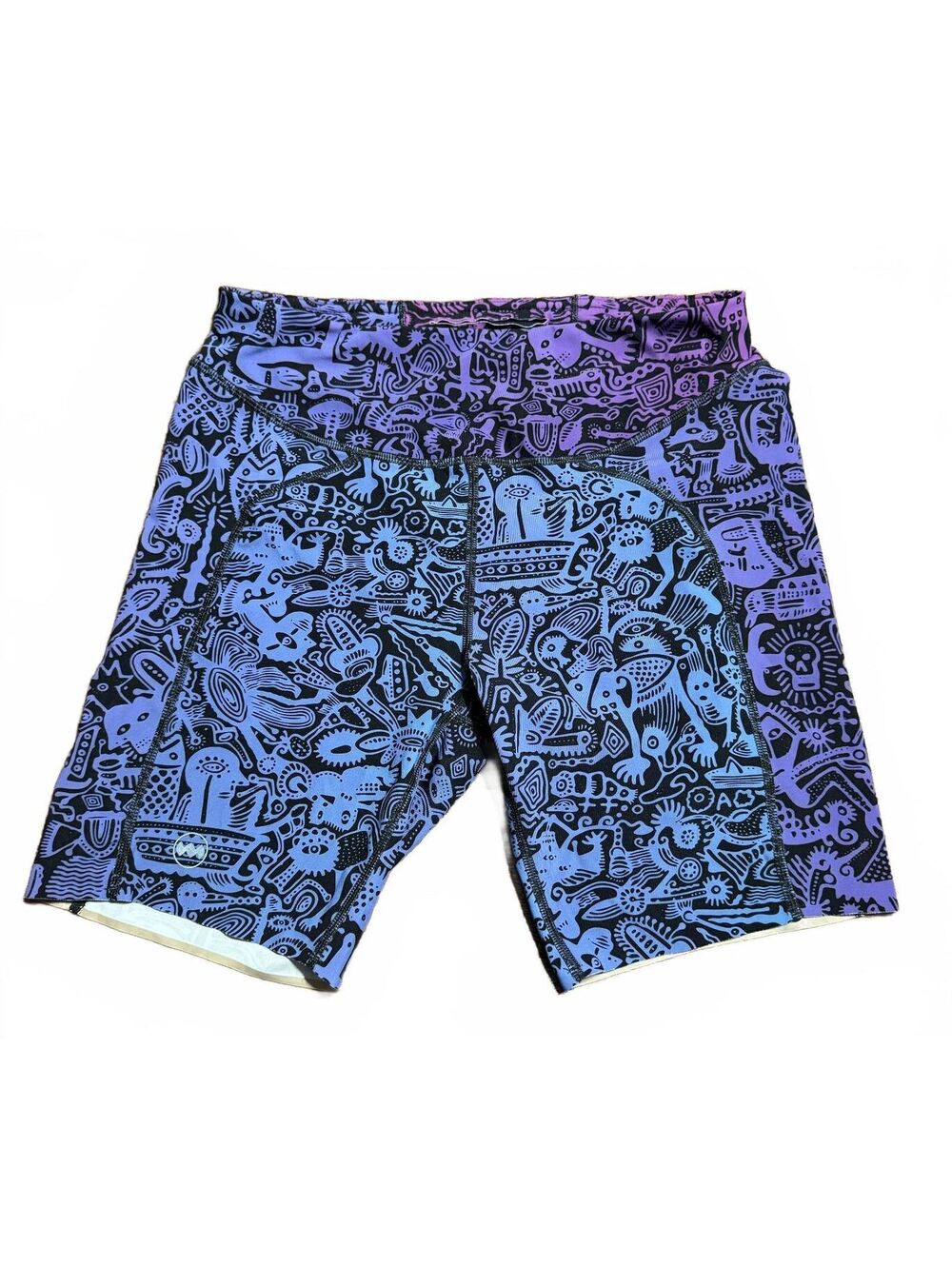 Janji Groundwork Pace 7" Shorts Women M Purple Blue Abstract Running Compression